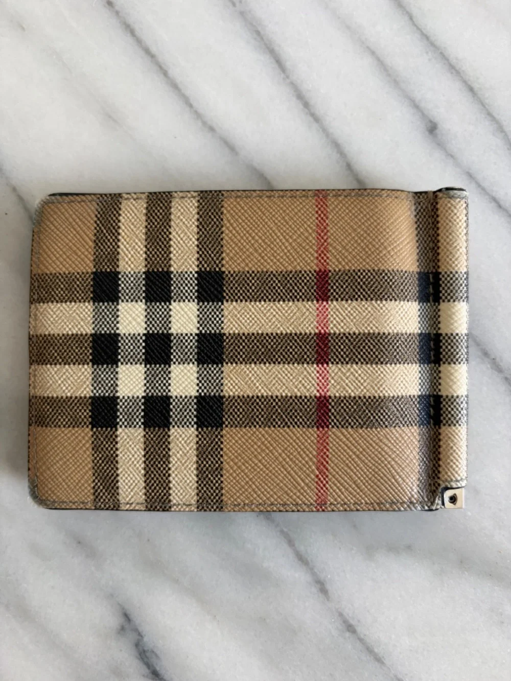 Authentic Vintage Burberry Archive Check Money Clip Wallet – Leather Bifold